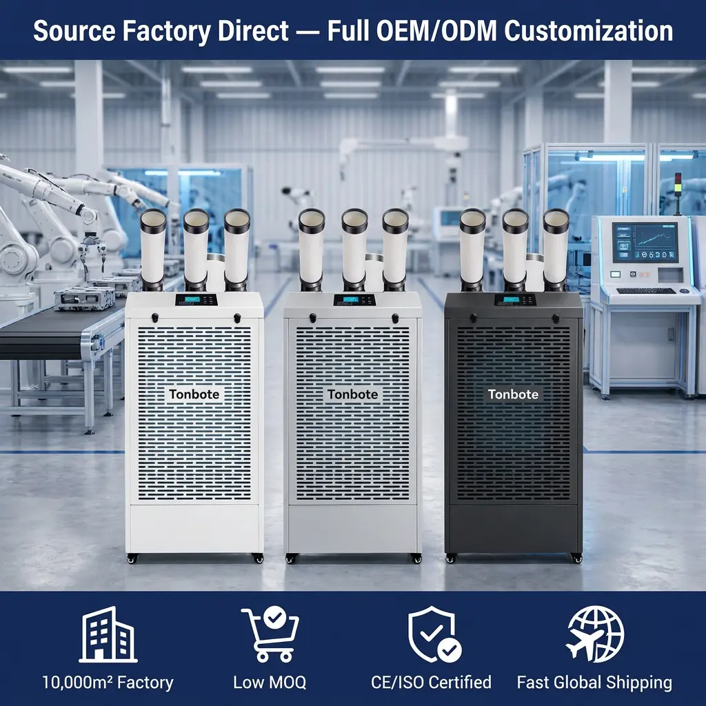 Custom Professional Low Noise 65dB Silens Operation LCD Display Mobile Air Conditioner Portable Industrial AC in Laboratory