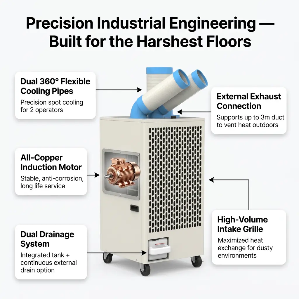 OEM Corpus Metallum album 24 7 Dual Duct Cold Heat Solatio Portable Macula Cooler Industrial Air Conditioner for Workshop OEM Corpus Metallum album 24 7 Dual Duct Cold Heat Solatio Portable Macula Cooler Industrial Air Conditioner for Workshop