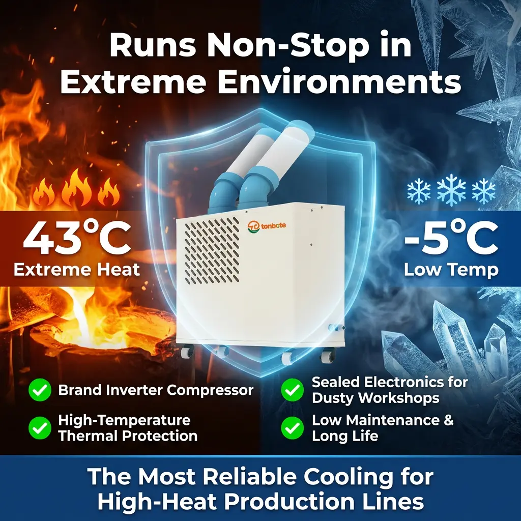 Custom Low Profile White Dual Cooling Duct Plug Play Movable Macula Cooler Portable Industrial AC Cum Commercial Coquina