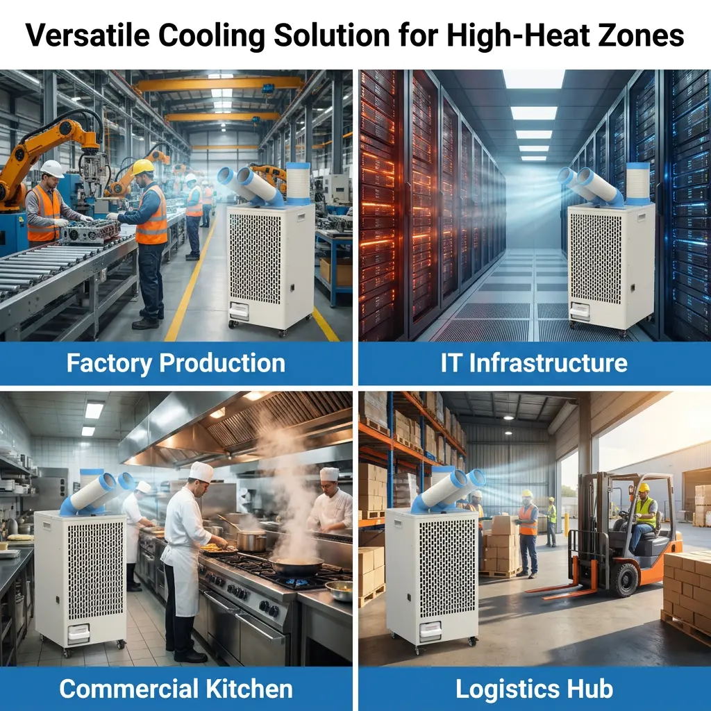 OEM Corpus Metallum album 24 7 Dual Duct Cold Heat Solatio Portable Macula Cooler Industrial Air Conditioner for Workshop