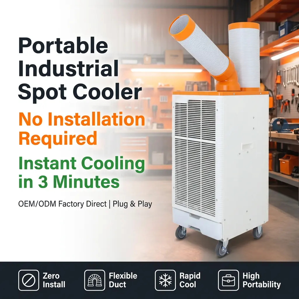 OEM Orange White Japanese Style 3 Min Rapid Cooling Macula Cooler Industrial Air Conditioner for Metalworking Workshop OEM Orange White Japanese Style 3 Min Rapid Cooling Macula Cooler Industrial Air Conditioner for Metalworking Workshop
